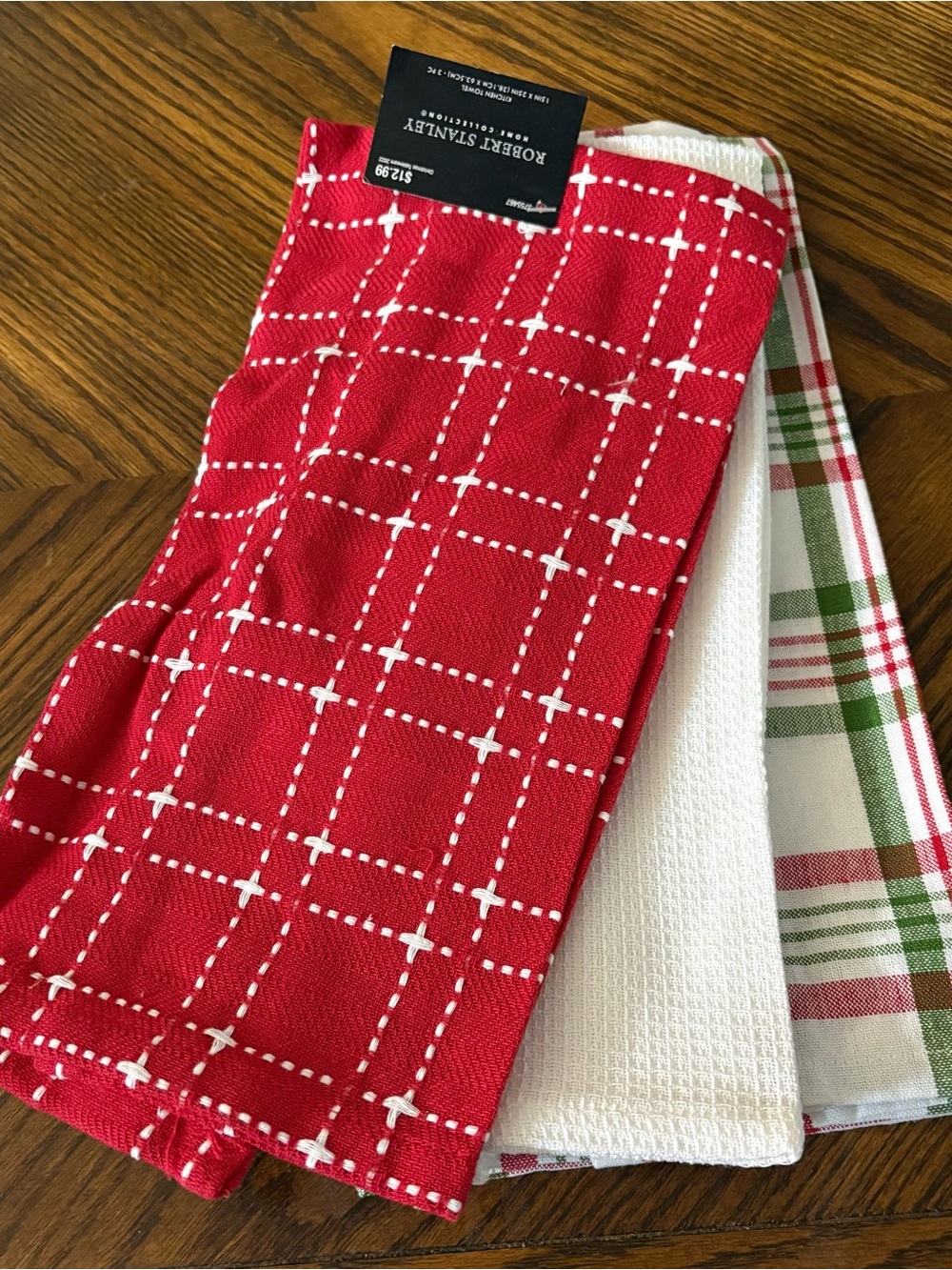 Three Pack of Plaid Towels - Holiday Theme - NEW